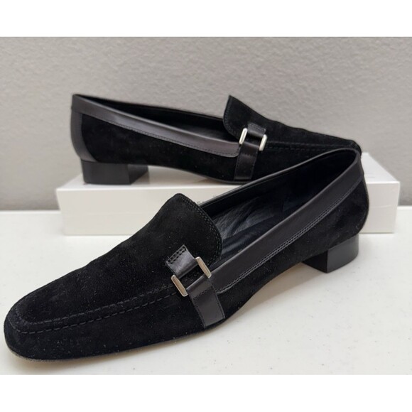 Amalfi Womens Loafers Size 9 AA Shoes Black Suede Designer Italy Fall Winter - Picture 1 of 7